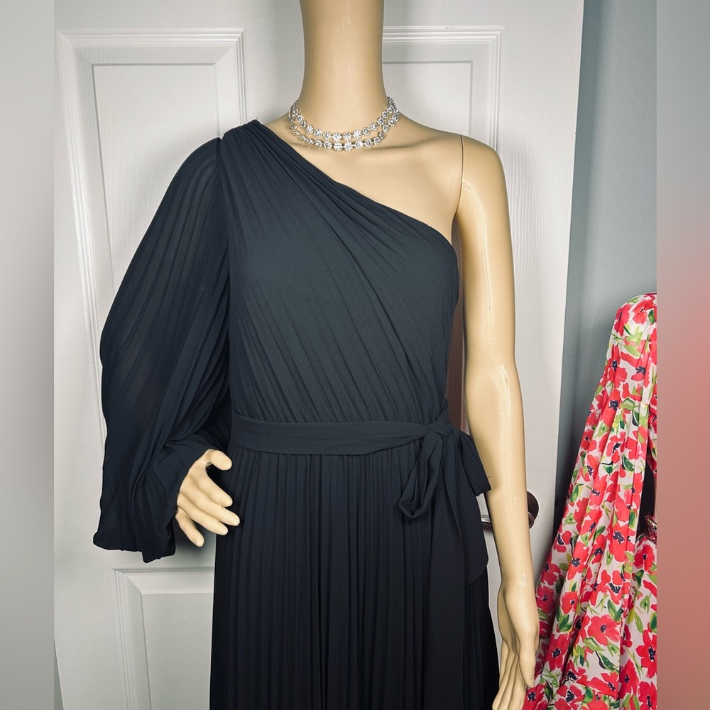 Lulus Divine Charm Black Pleated One-Shoulder Maxi Dress Size Medium - Picture 4 of 12